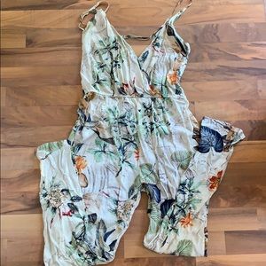 Beautiful cream tropical print romper